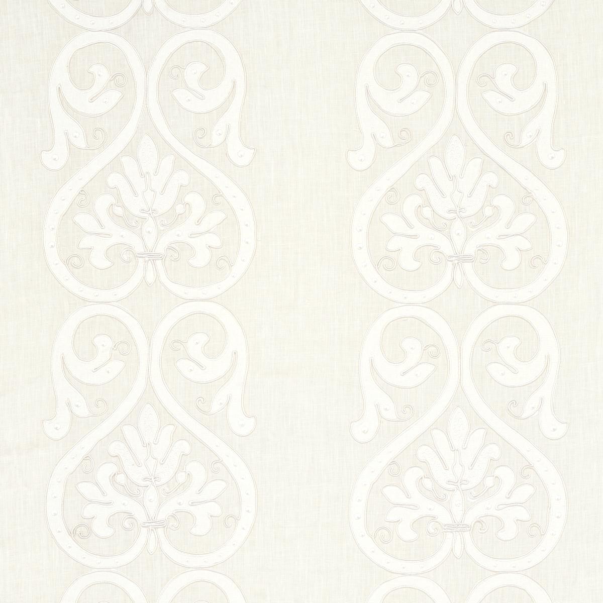 Schumacher Medici Embroidered Sheer Blanc Fabric