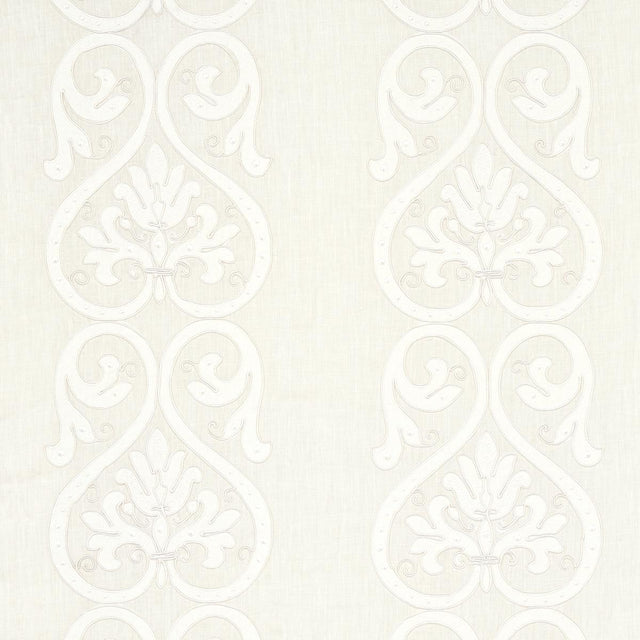 Schumacher Medici Embroidered Sheer Blanc Fabric