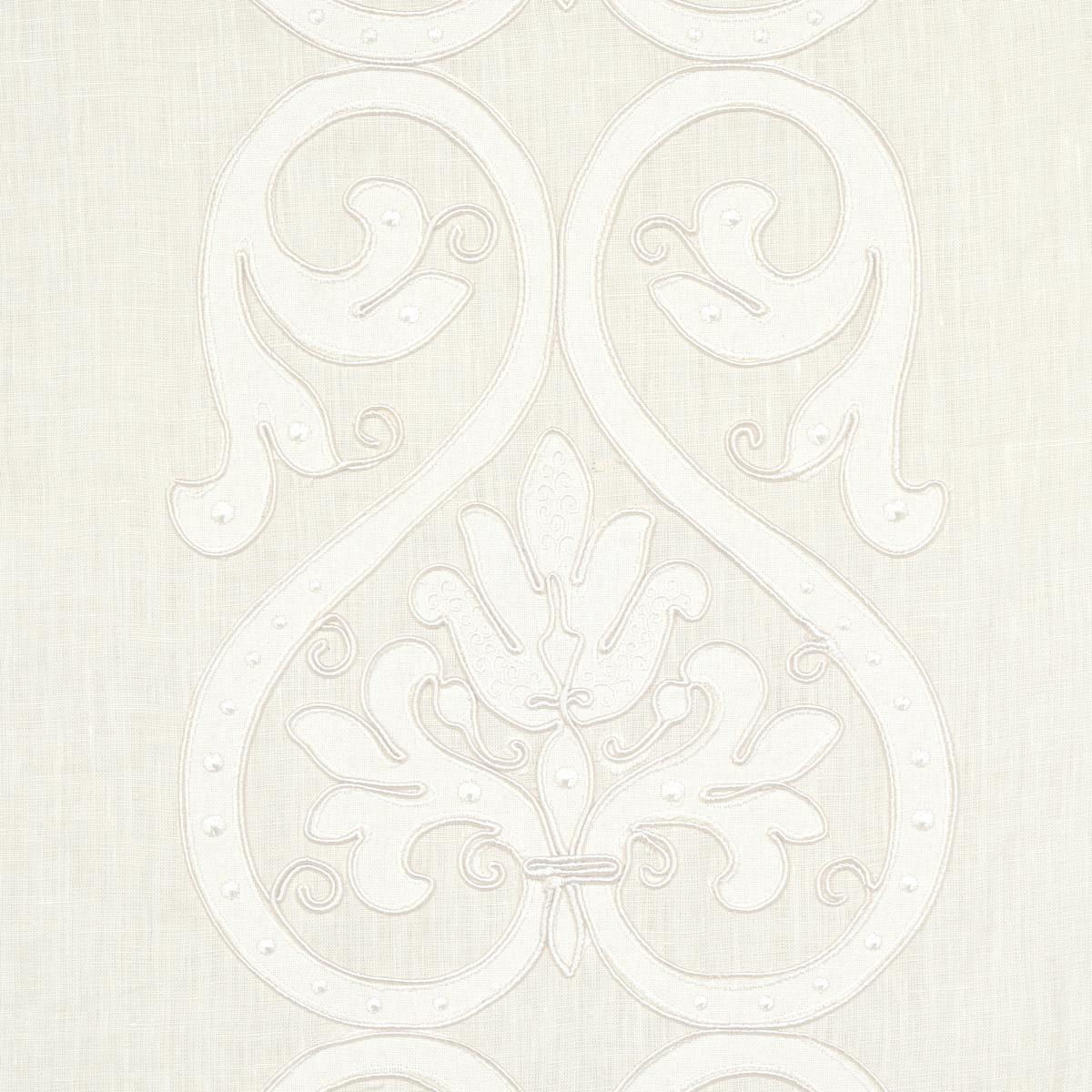 Schumacher Medici Embroidered Sheer Blanc Fabric