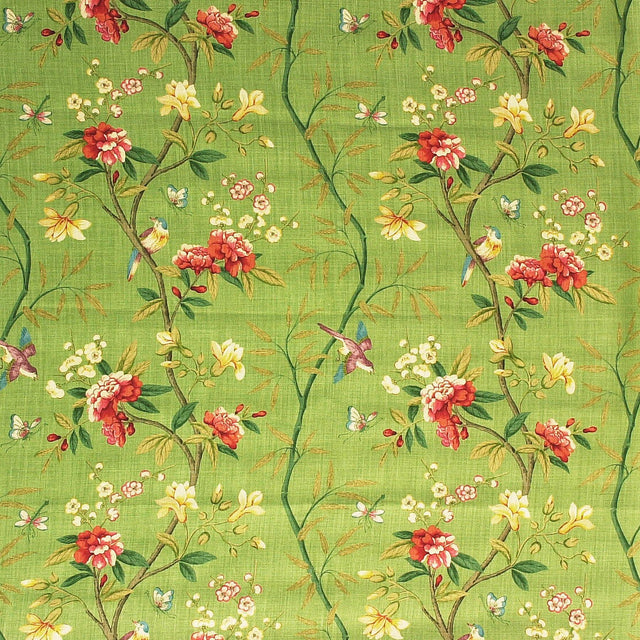 G P & J Baker PEONY & BLOSSOM APPLE GREEN/BRICK Fabric