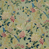 G P & J Baker HYDRANGEA BIRD AQUA/ROSE Fabric