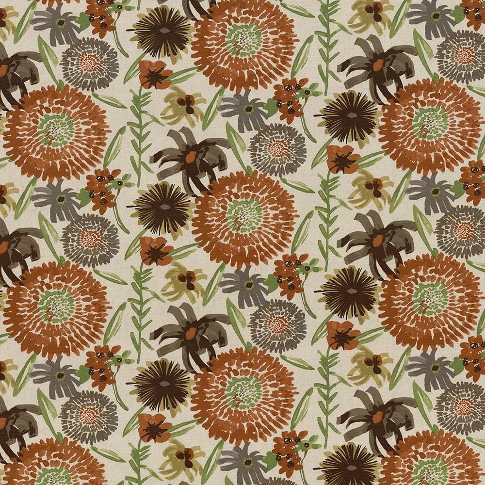 Kasmir Painterly Garden Persimmon Fabric