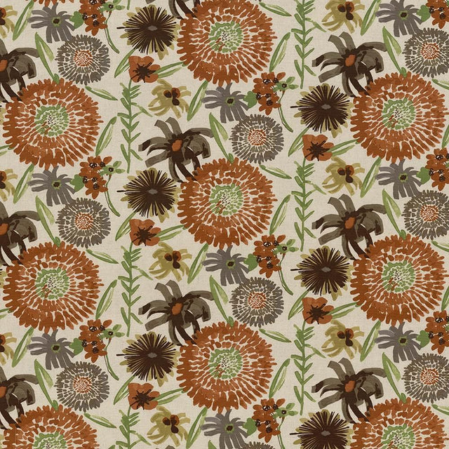Kasmir Painterly Garden Persimmon Fabric