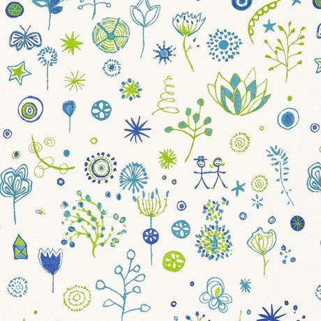 Schumacher Lollipop Turquoise / Leaf Fabric