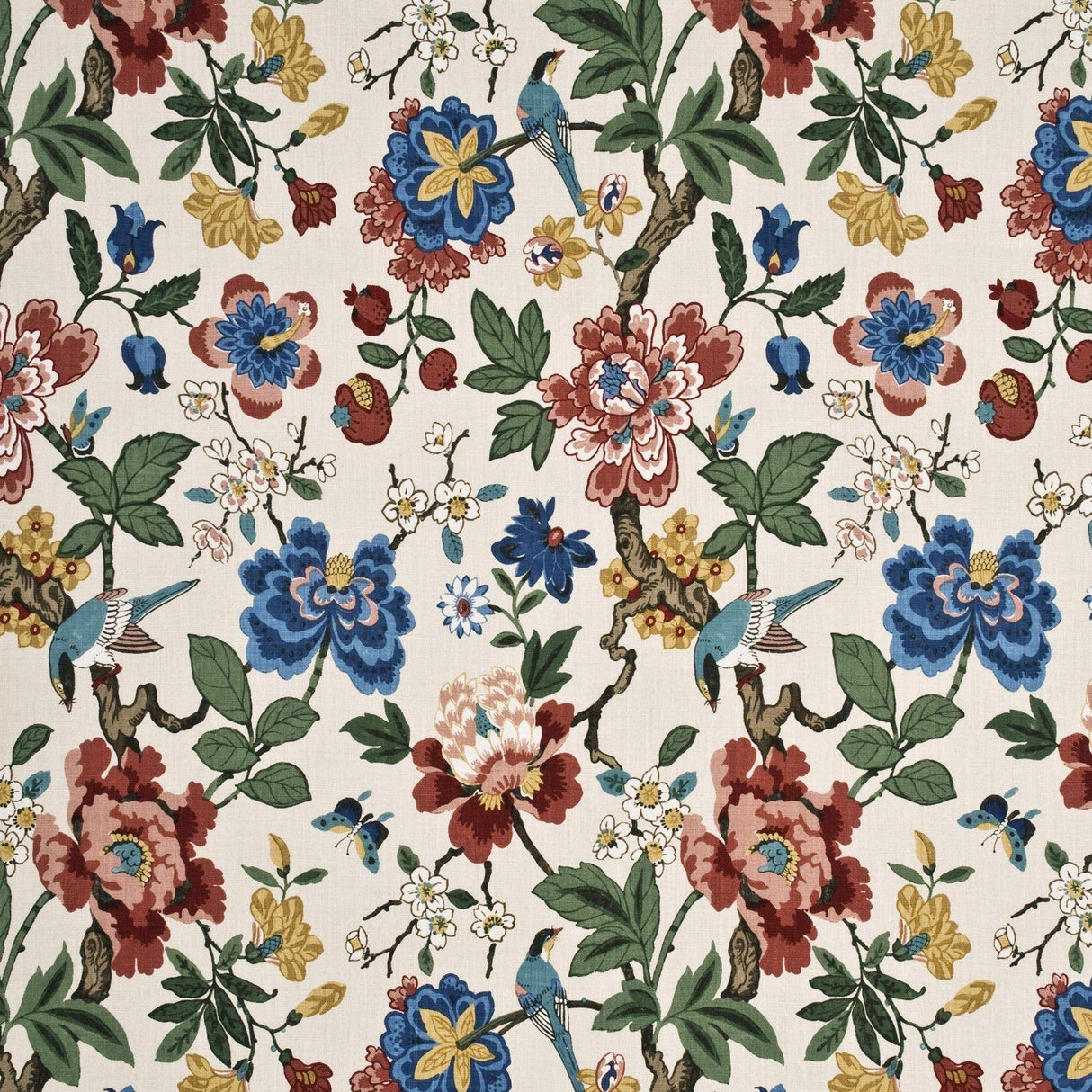 G P & J Baker PERSIAN POMEGRANATE RED/GREEQUA Fabric