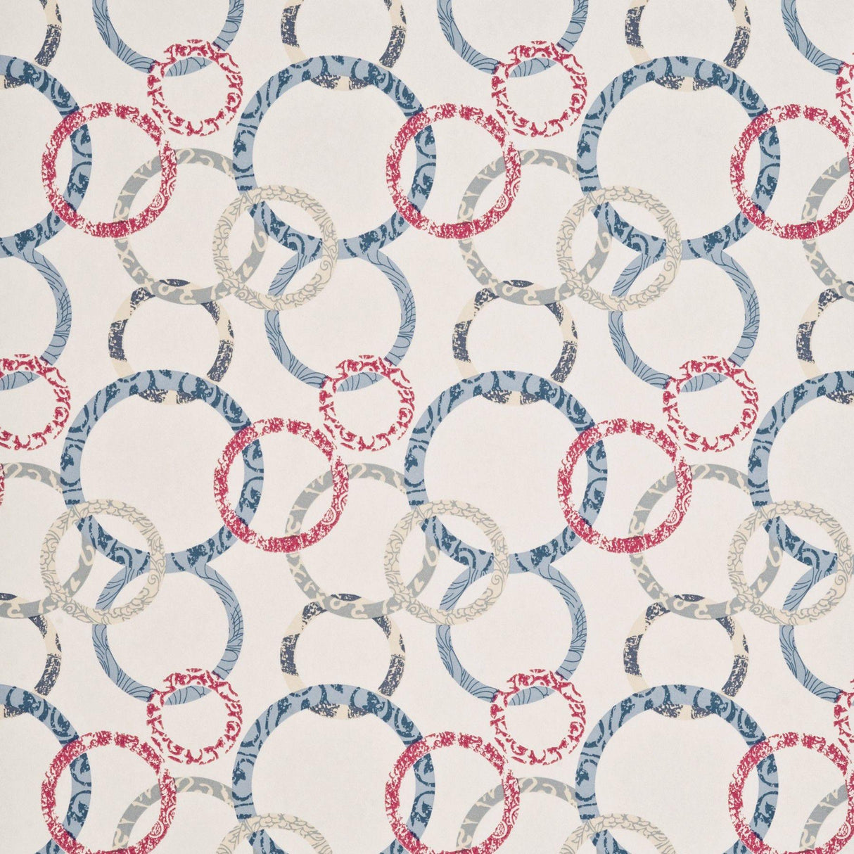 Baker Lifestyle ROUNDEL CHERRY/DENIM/CREAM Wallpaper