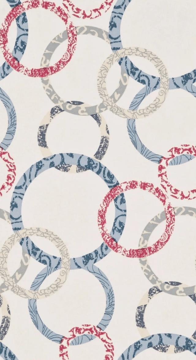 Baker Lifestyle ROUNDEL CHERRY/DENIM/CREAM Wallpaper