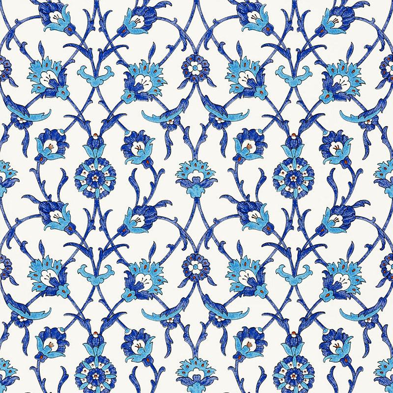 Schumacher Sultan'S Trellis Peacock Wallpaper