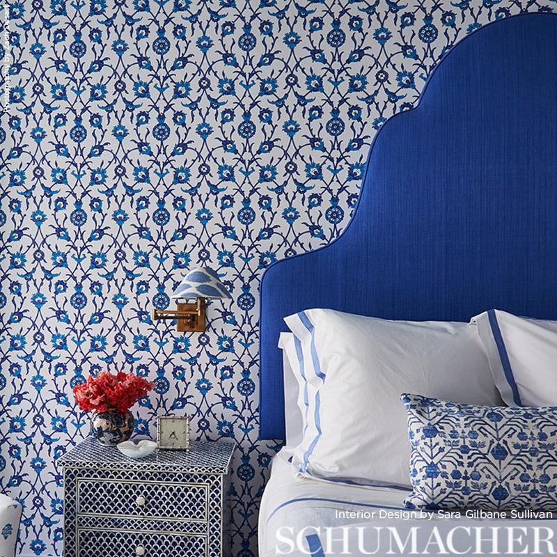 Schumacher Sultan'S Trellis Peacock Wallpaper