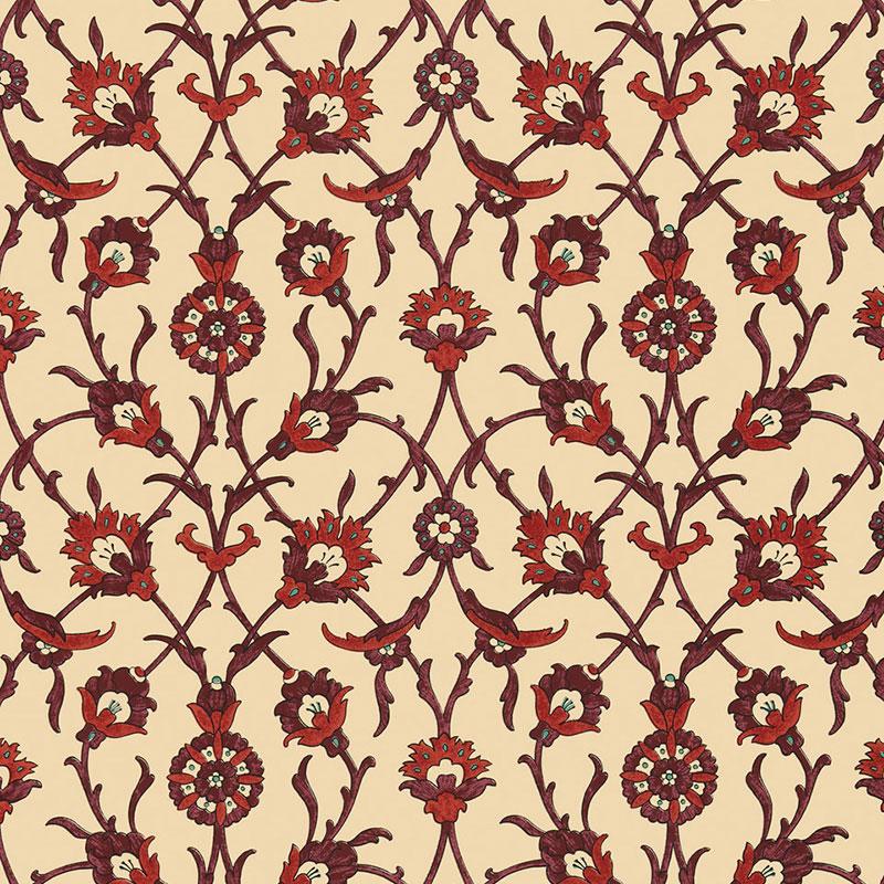 Schumacher Sultan'S Trellis Pomegranate Wallpaper