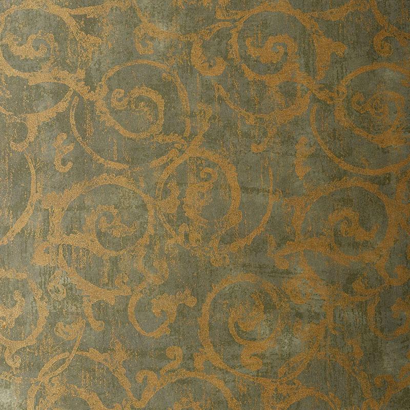Schumacher Bernini Scroll Mist Wallpaper