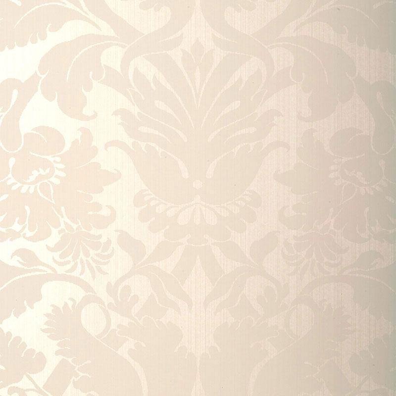 Schumacher Fiorella Damask Pearl Wallpaper