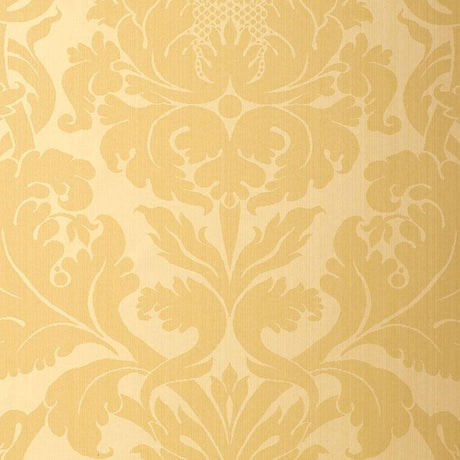 Schumacher Fiorella Damask Yellow Wallpaper