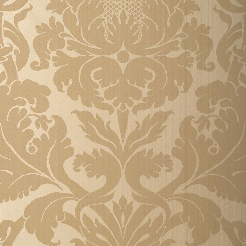 Schumacher Fiorella Damask Oatmeal Wallpaper