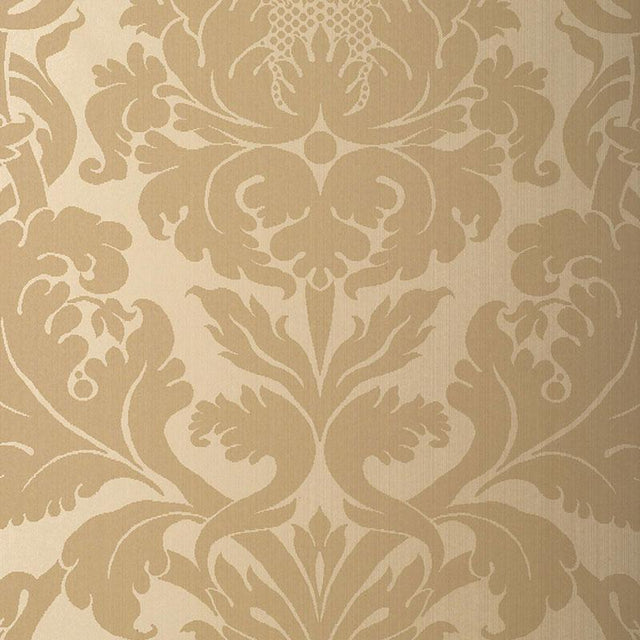 Schumacher Fiorella Damask Oatmeal Wallpaper