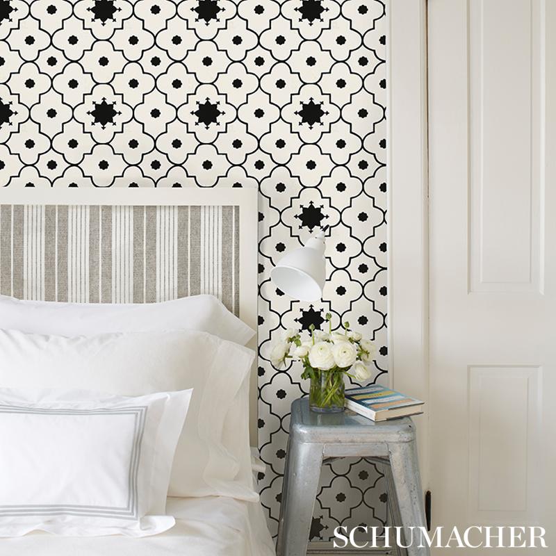 Schumacher Taj Trellis Noir Wallpaper – DecoratorsBest