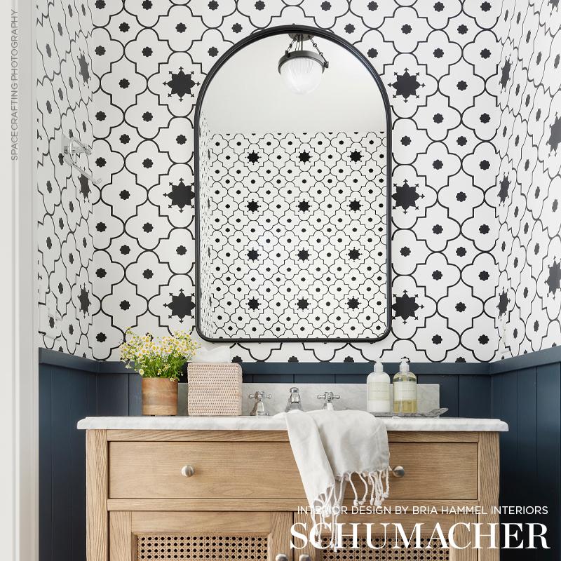 Schumacher Taj Trellis Noir Wallpaper
