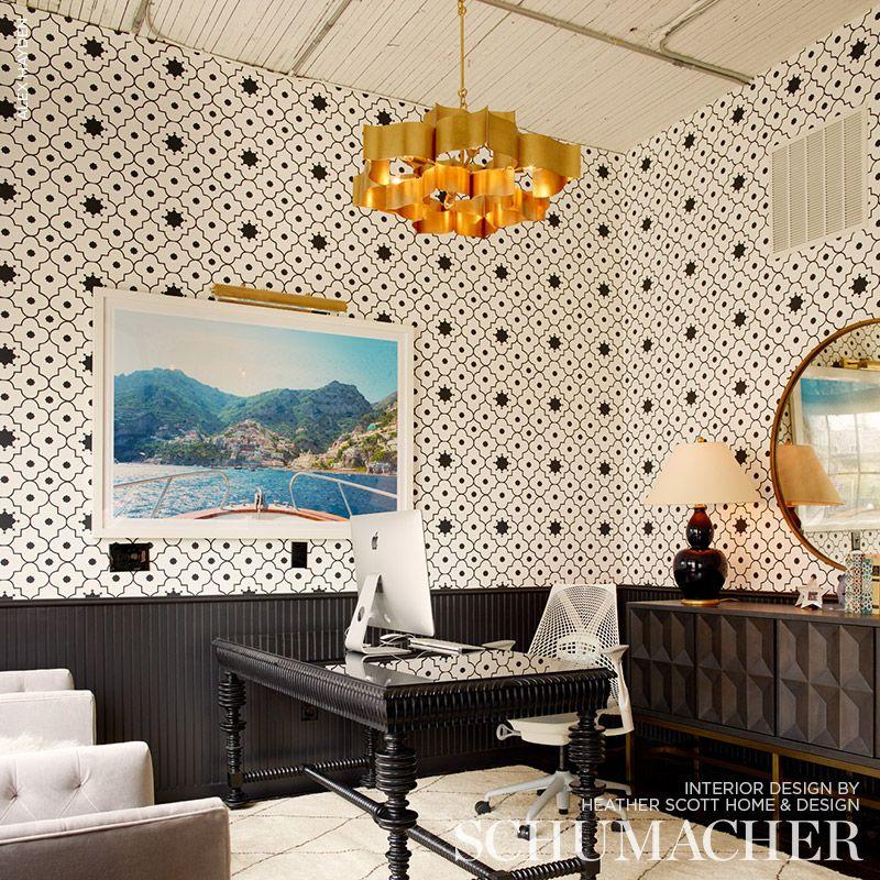 Schumacher Taj Trellis Noir Wallpaper – DecoratorsBest