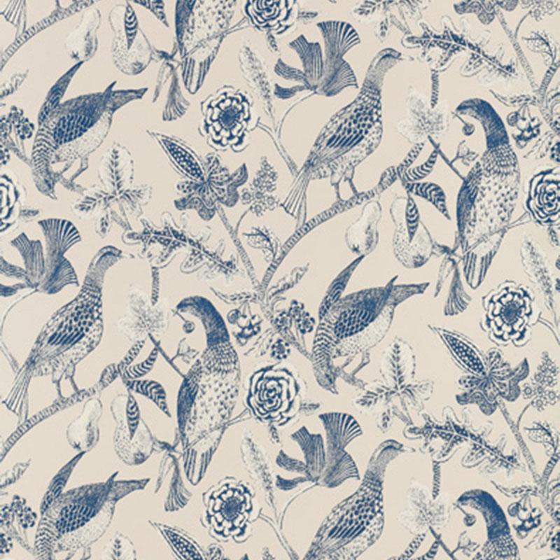 Schumacher Katmandu Navy Wallpaper