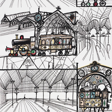 Schumacher Trains Multi On White Wallpaper