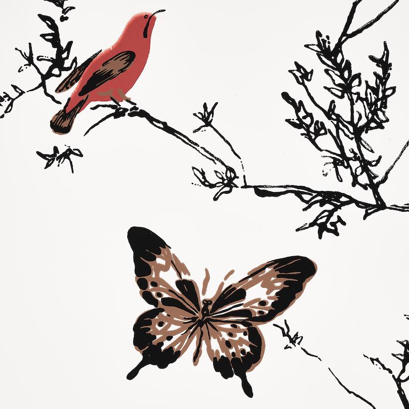 Schumacher Birds & Butterflies Multi On White Wallpaper
