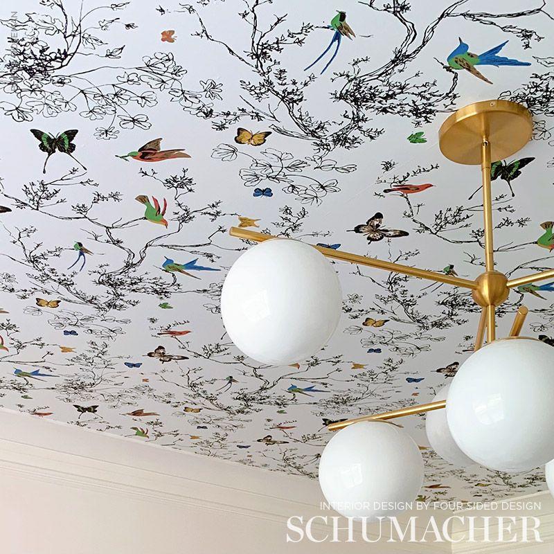 Schumacher Birds & Butterflies Multi On White Wallpaper – DecoratorsBest