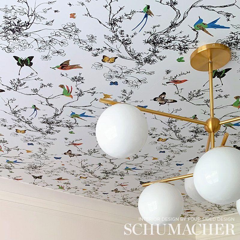 Schumacher Birds & Butterflies Multi On White Wallpaper