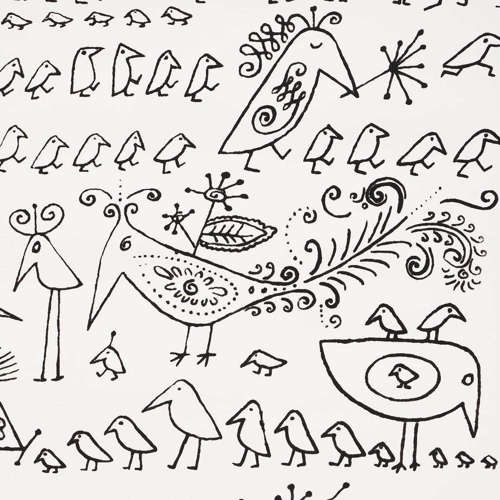 Schumacher Aviary Black On White Wallpaper – DecoratorsBest