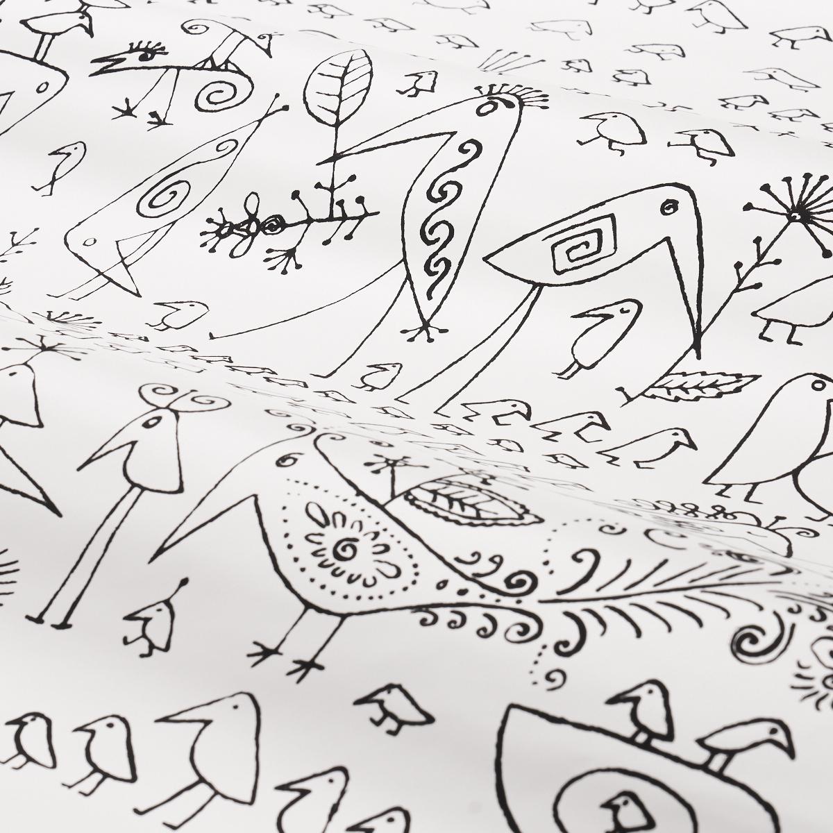 Schumacher Aviary Black On White Wallpaper