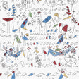 Schumacher Aviary Multi On White Wallpaper