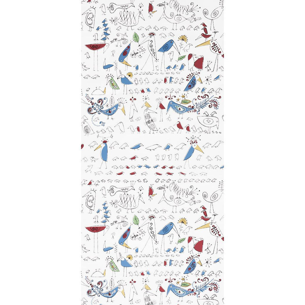 Schumacher Aviary Multi On White Wallpaper