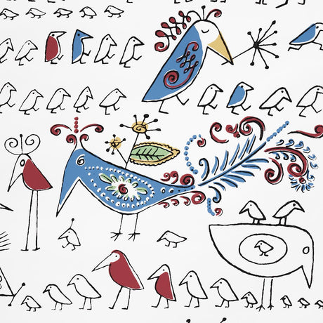 Schumacher Aviary Multi On White Wallpaper