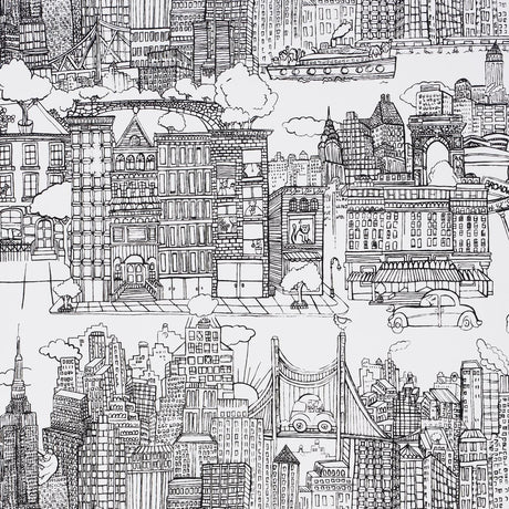 Schumacher New York New York Black On White Wallpaper