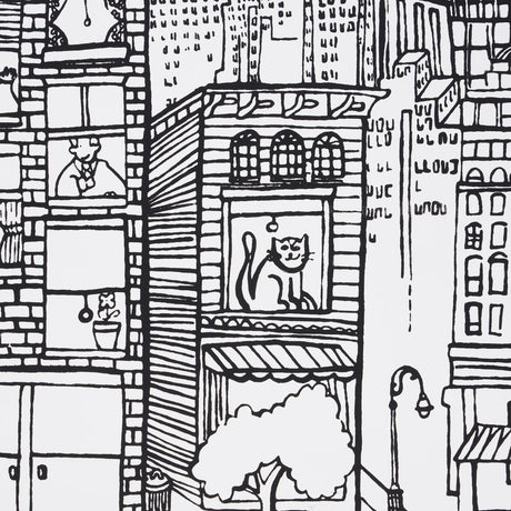 Schumacher New York New York Black On White Wallpaper