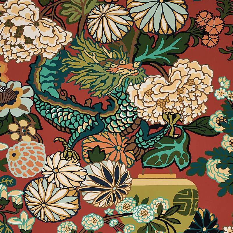 Schumacher Chiang Mai Dragon Lacquer Wallpaper