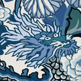 Schumacher Chiang Mai Dragon China Blue Wallpaper