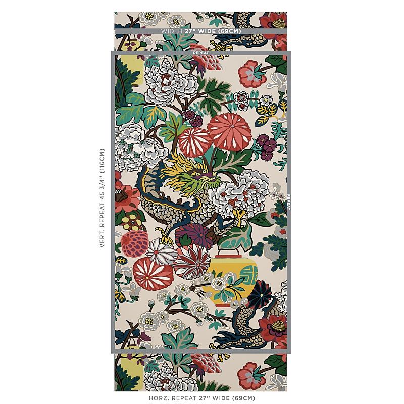 Schumacher Chiang Mai Dragon Alabaster Wallpaper