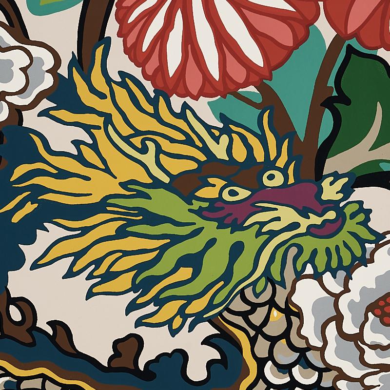 Schumacher Chiang Mai Dragon Alabaster Wallpaper