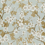 Schumacher Ming Cherry Blossom Aqua Wallpaper