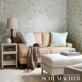Schumacher Ming Cherry Blossom Aqua Wallpaper