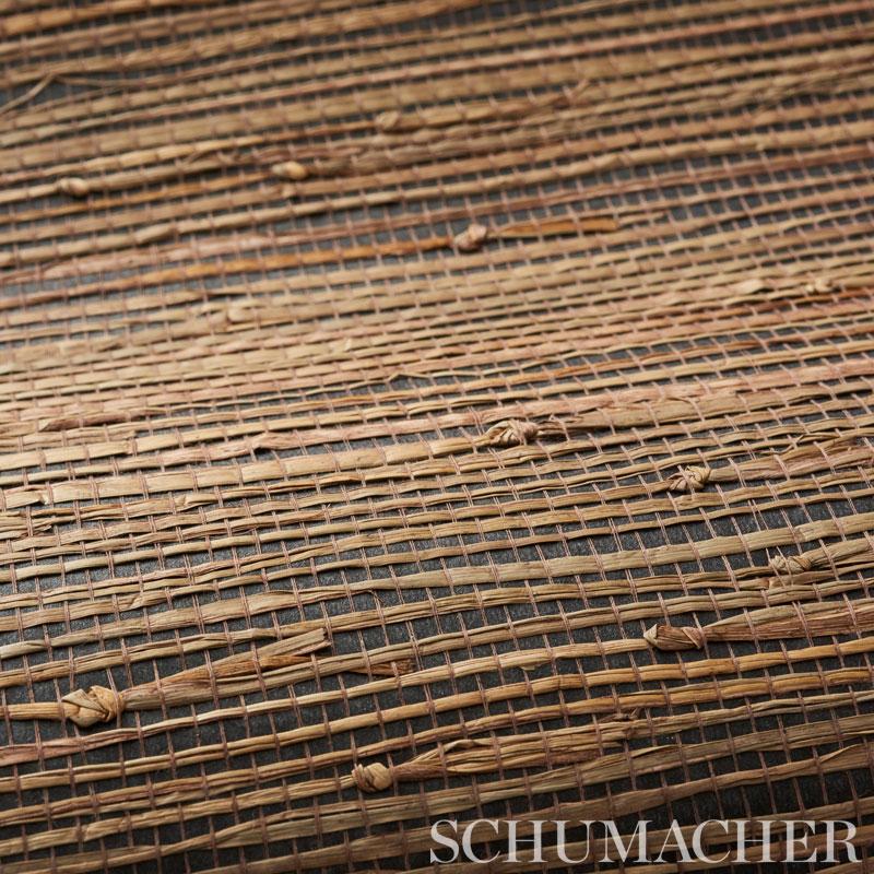 Schumacher Bamba Rushcloth Ash Wallpaper