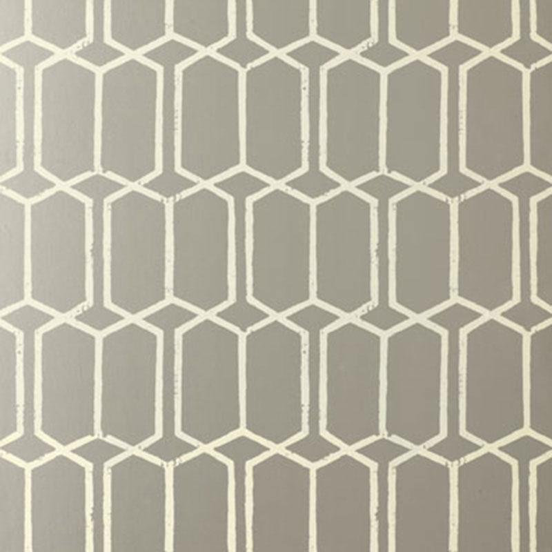 Schumacher Modern Trellis Silver Wallpaper