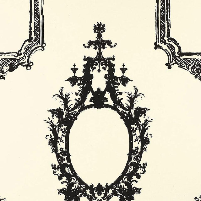 Schumacher Go Baroque Noir & Blanc Wallpaper