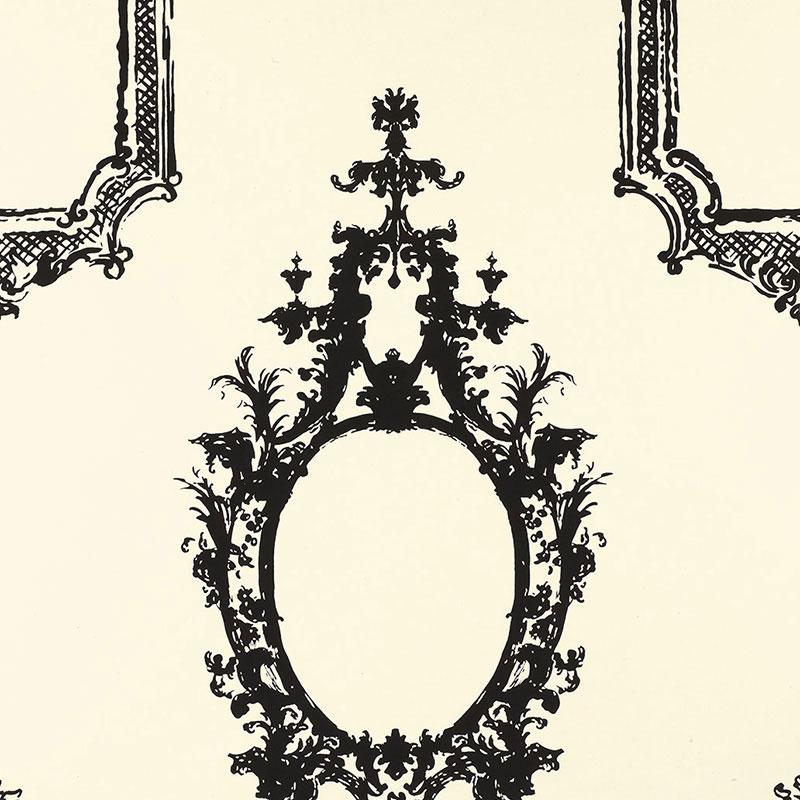 Schumacher Go Baroque Noir & Blanc Wallpaper