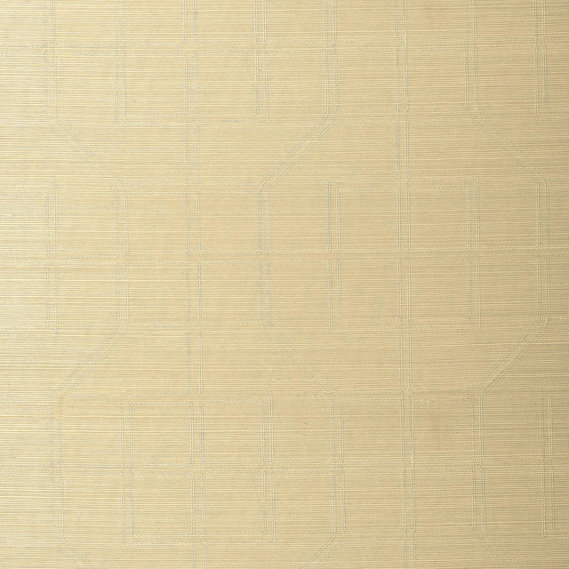 Schumacher Linyi Embroidered Fret Sisal Cream Wallpaper