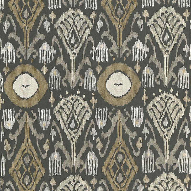 Schumacher Turkestan Embroidery Charcoal Fabric