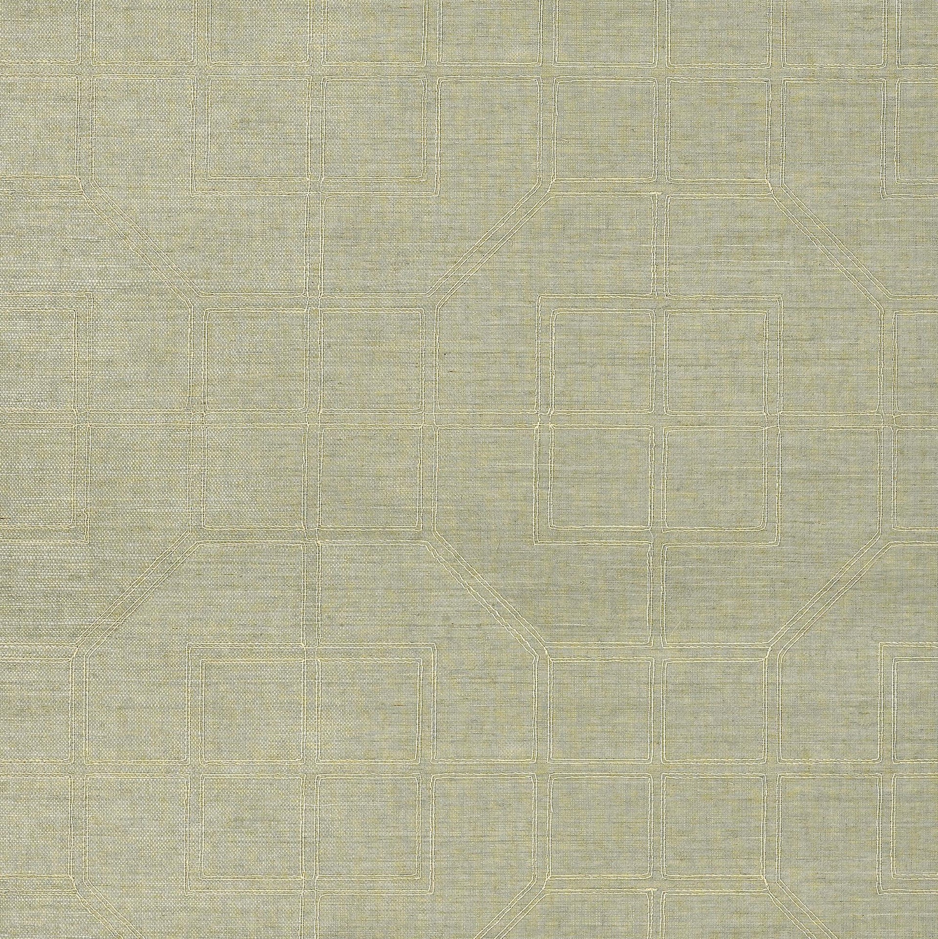 Schumacher Linyi Embroidered Fret Sisal Mist Wallpaper