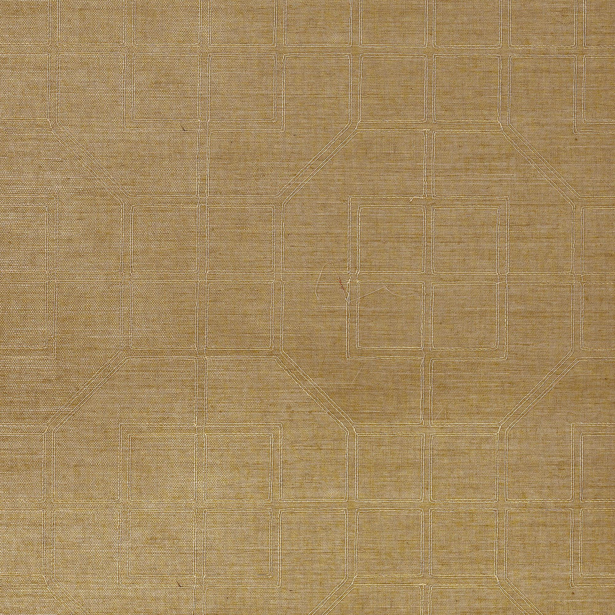Schumacher Linyi Embroidered Fret Sisal Linen Wallpaper