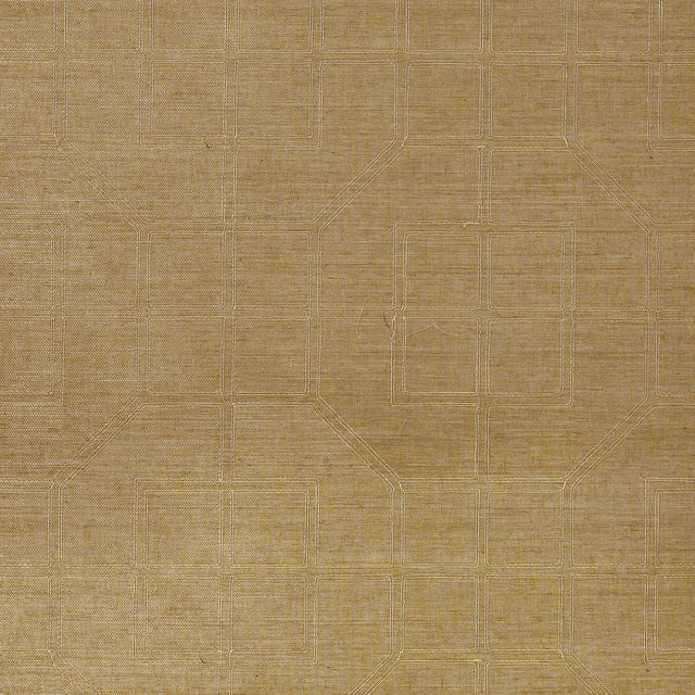 Schumacher Linyi Embroidered Fret Sisal Linen Wallpaper