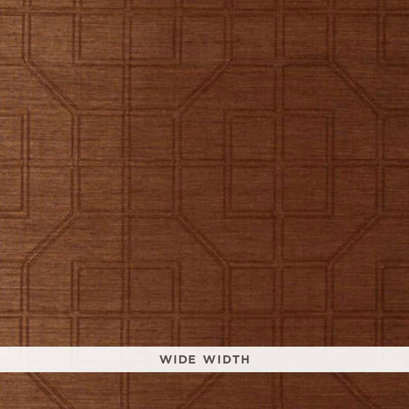 Schumacher Linyi Embroidered Fret Sisal Chestnut Wallpaper